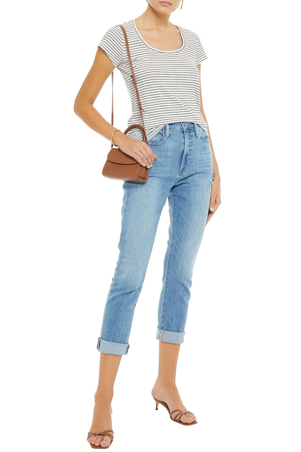FRAME Le Beau distressed boyfriend jeans
