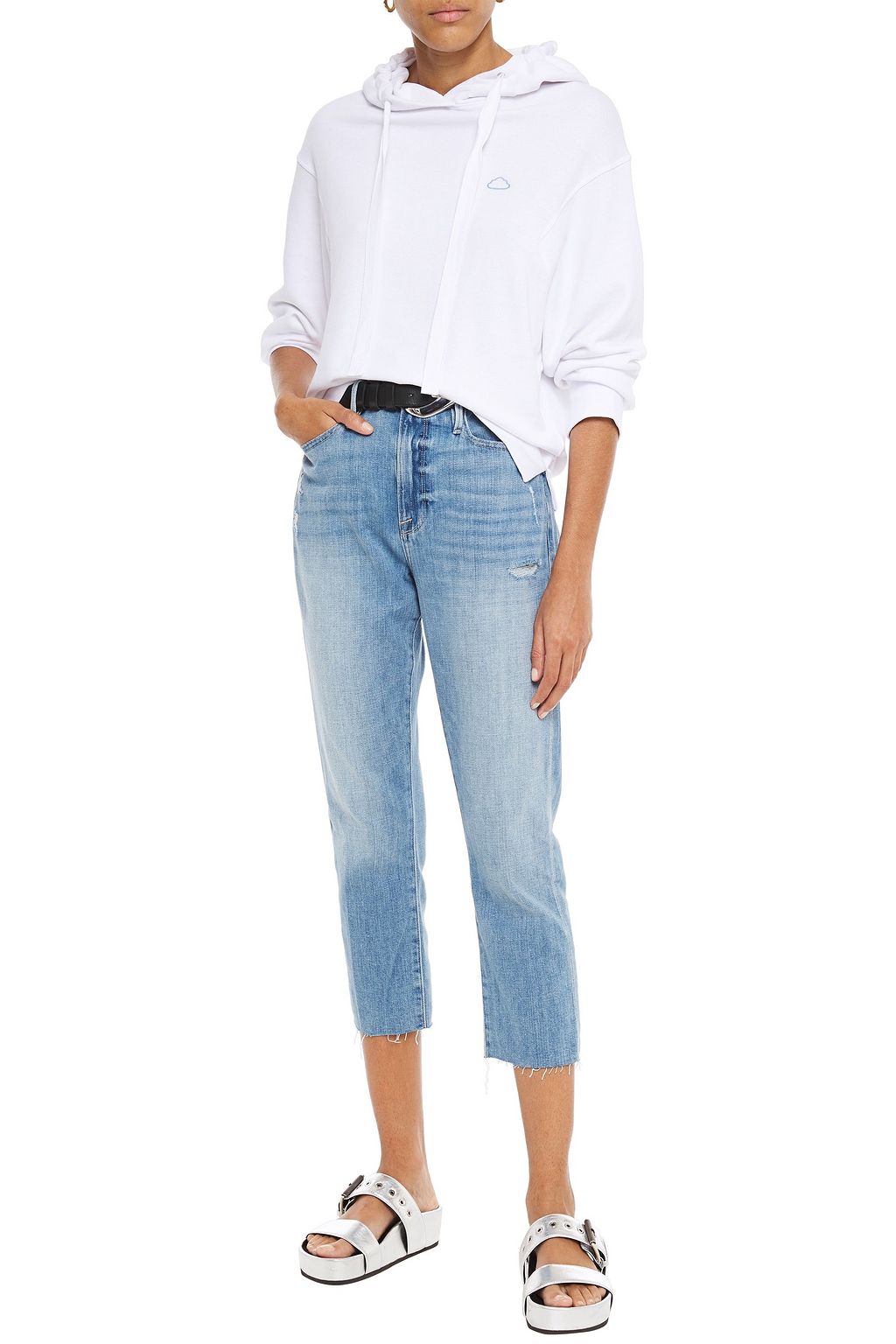 FRAME Le Beau Crop frayed boyfriend jeans