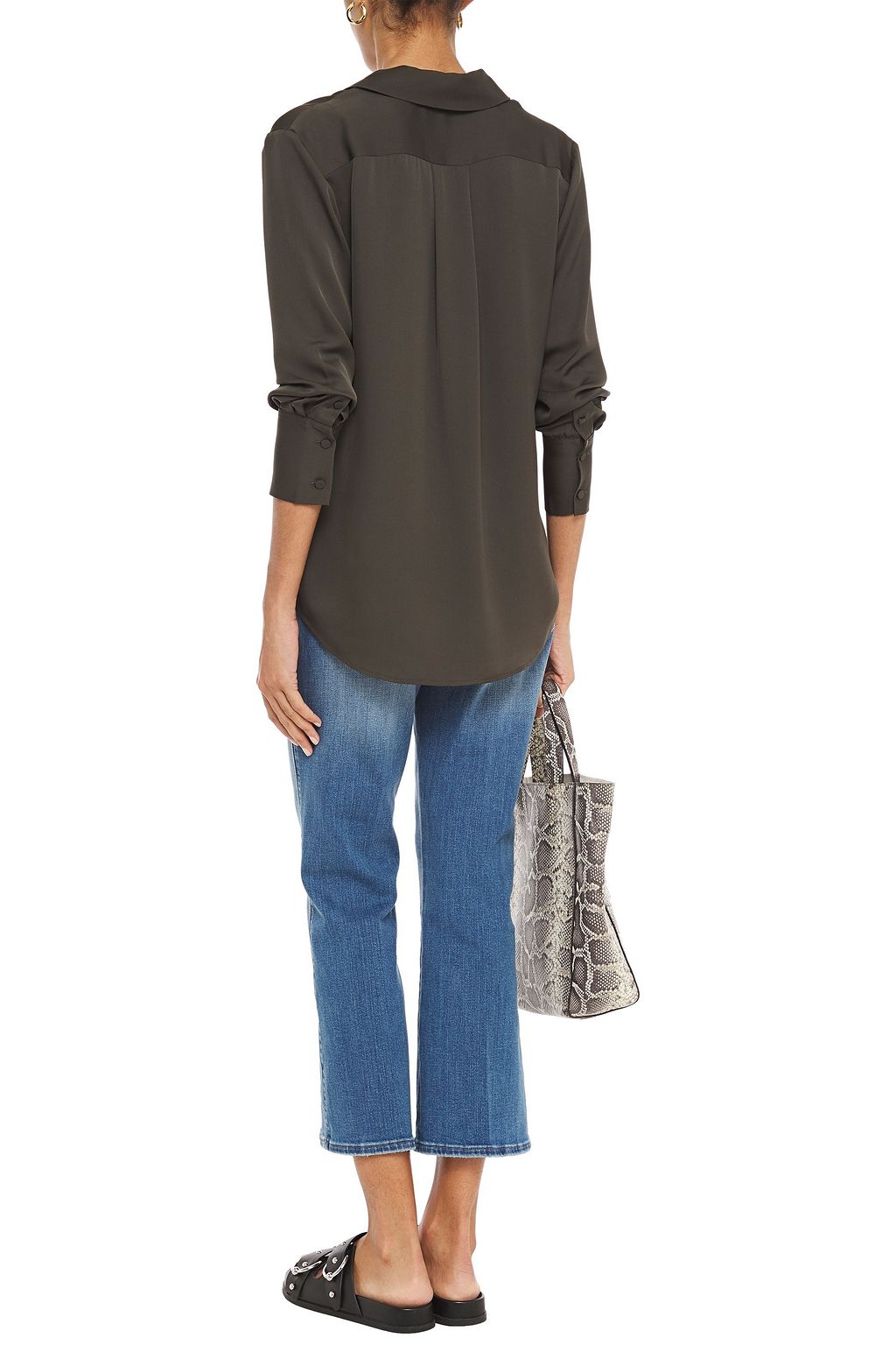 FRAME Le Sylvie distressed high-rise kick-flare jeans
