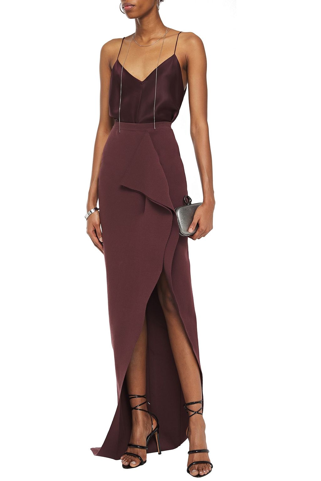 RICK OWENS Grace split-front draped stretch-knit maxi skirt