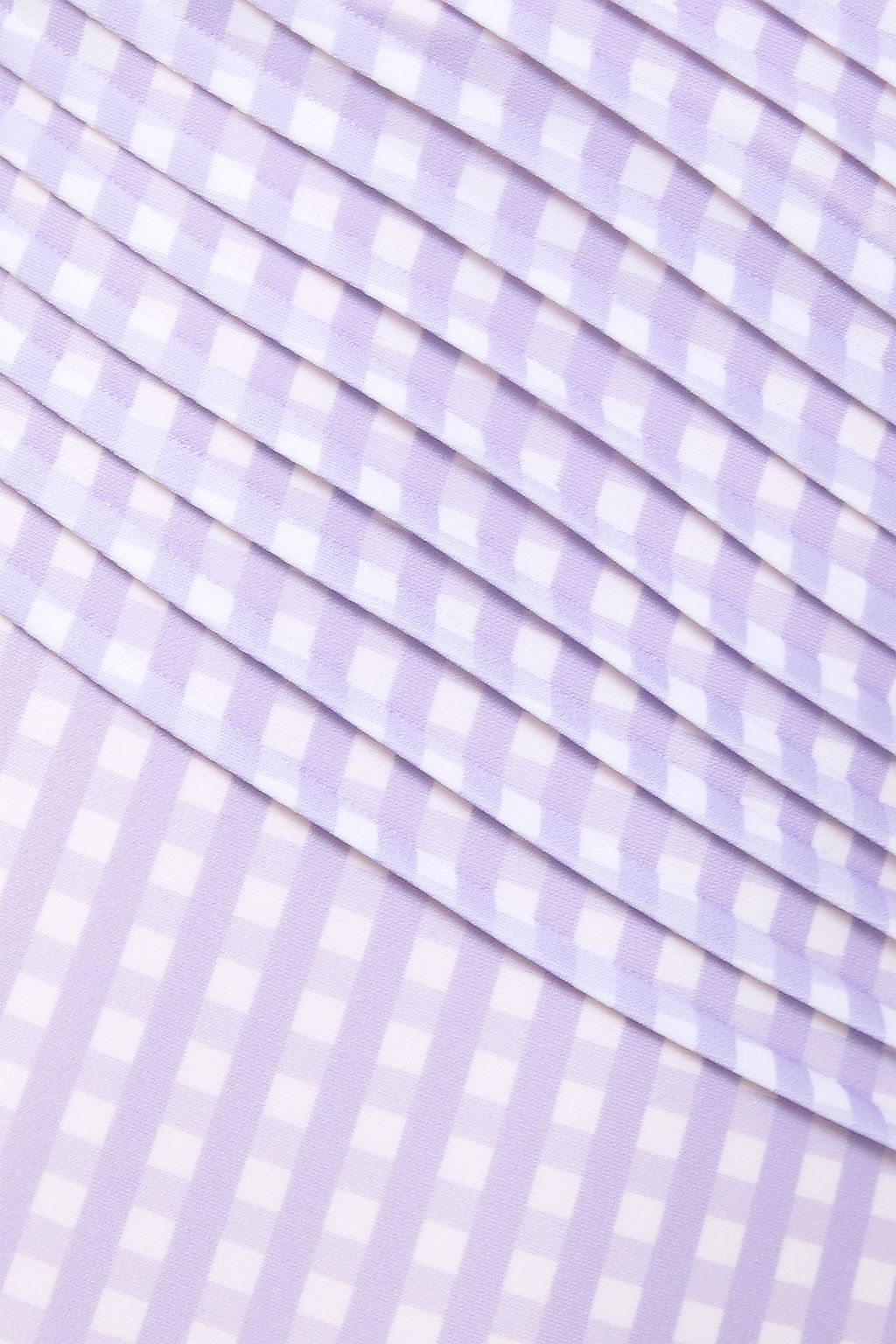 PEONY SWIMWEAR Cutout pintucked gingham bandeau swimsuit