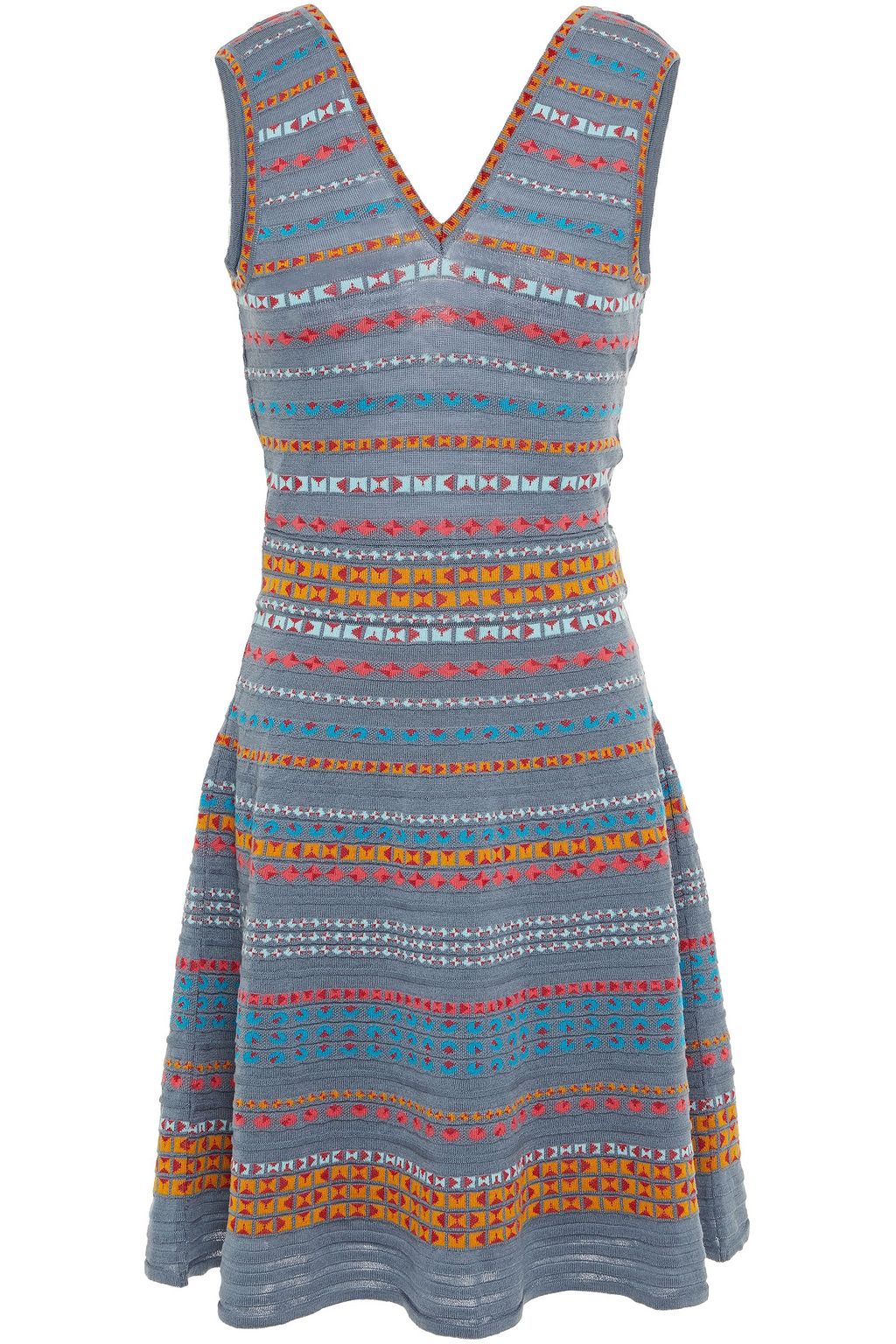 Cutout wool-blend jacquard mini dress ...