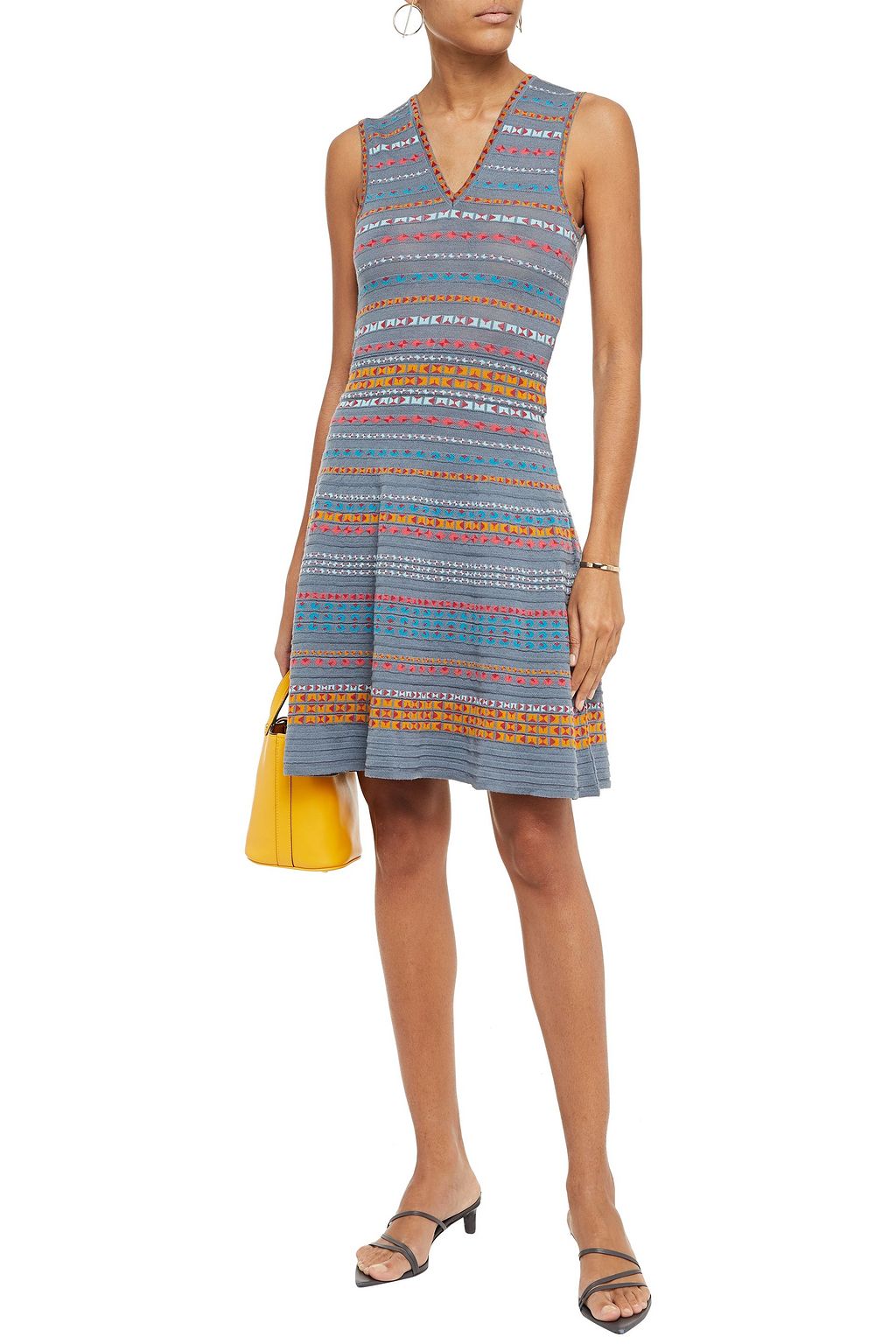 M MISSONI Cutout wool-blend jacquard mini dress