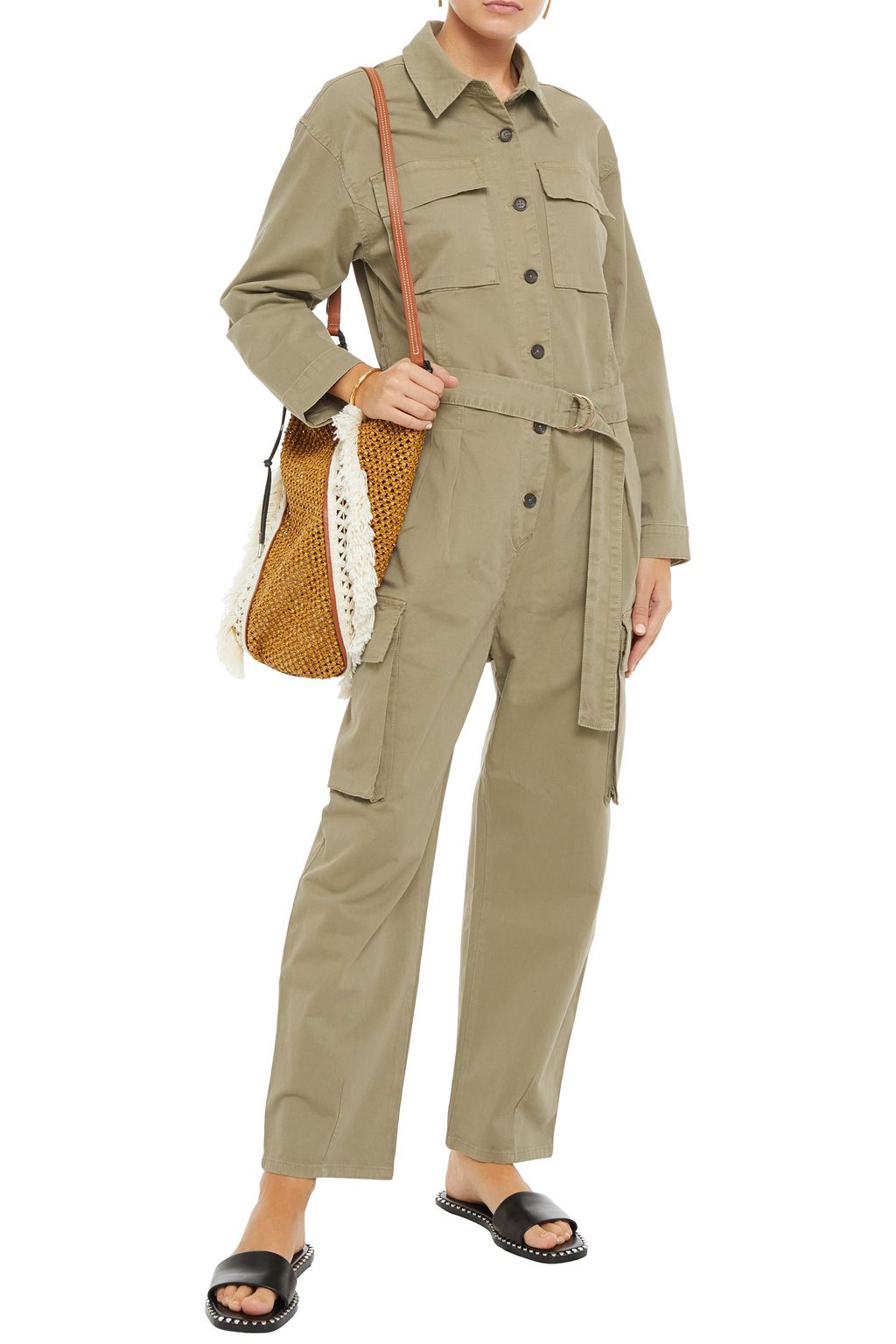 FRAME Belted denim jumpsuit
