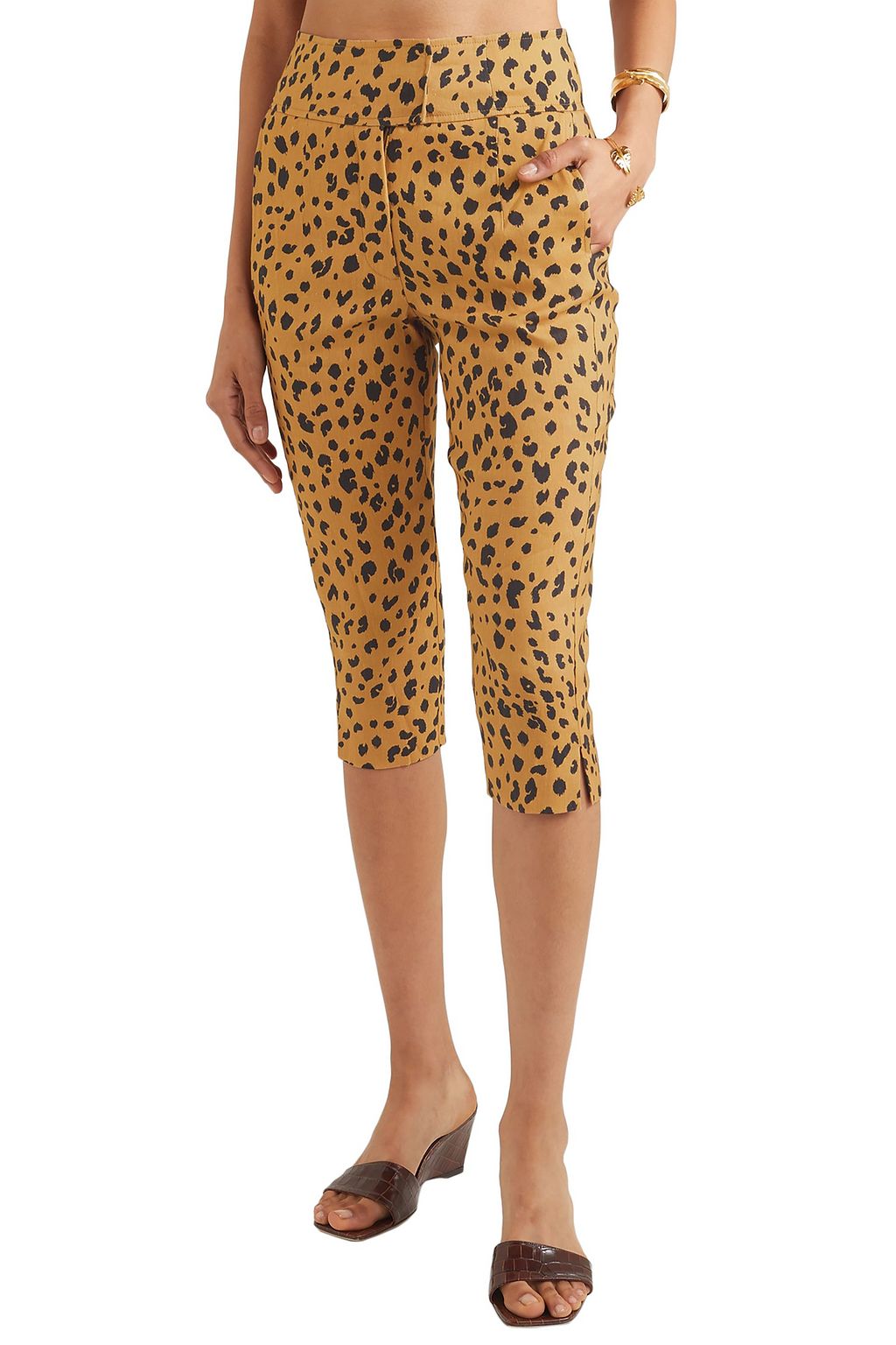 NICHOLAS Cropped leopard-print Tencel-blend slim-leg pants