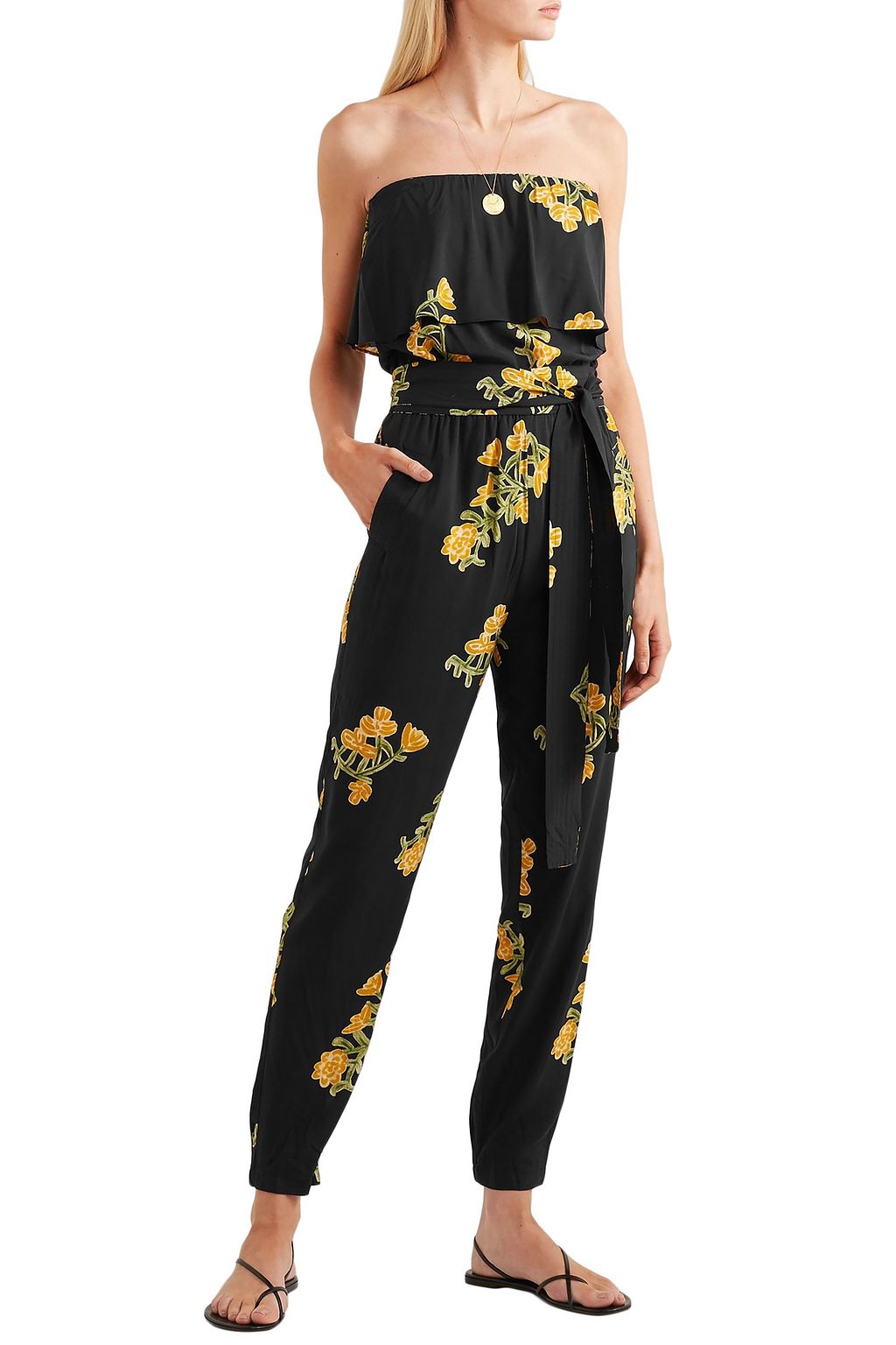 VIX PAULA HERMANNY Madi strapless floral-print voile jumpsuit