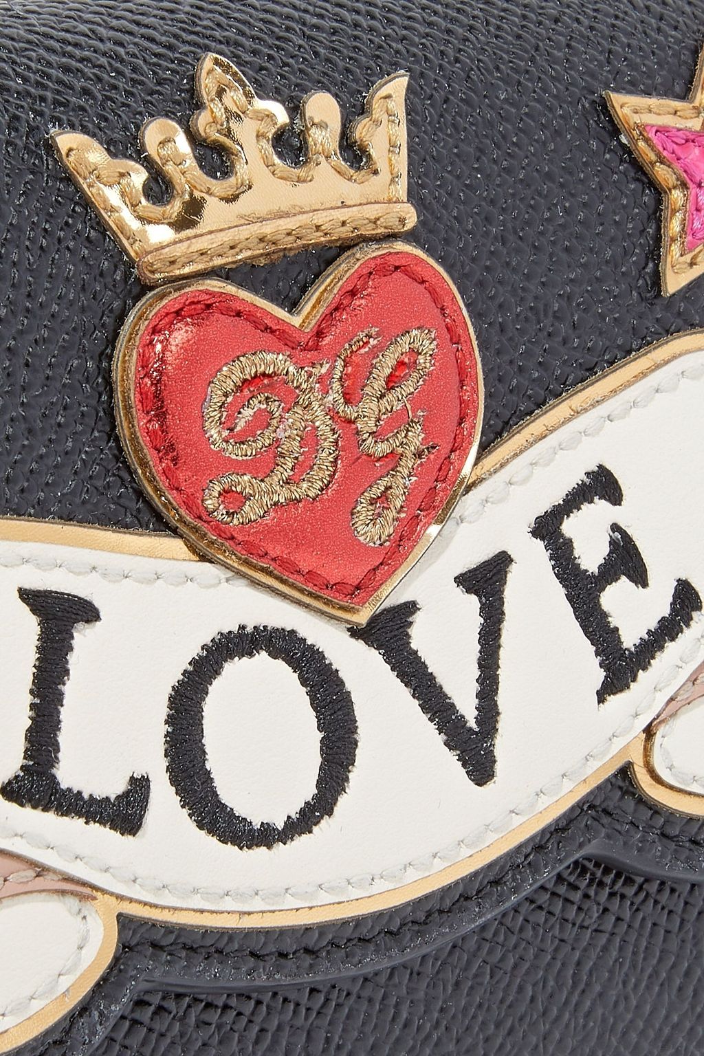 DOLCE&GABBANA Love appliquéd textured-leather continental wallet
