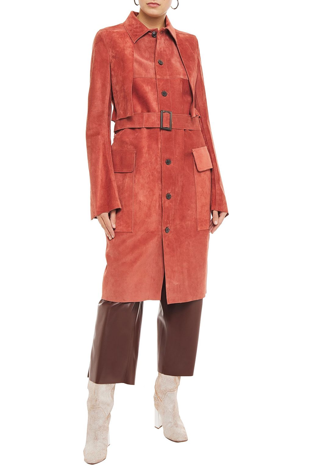 RICK OWENS Belted suede coat