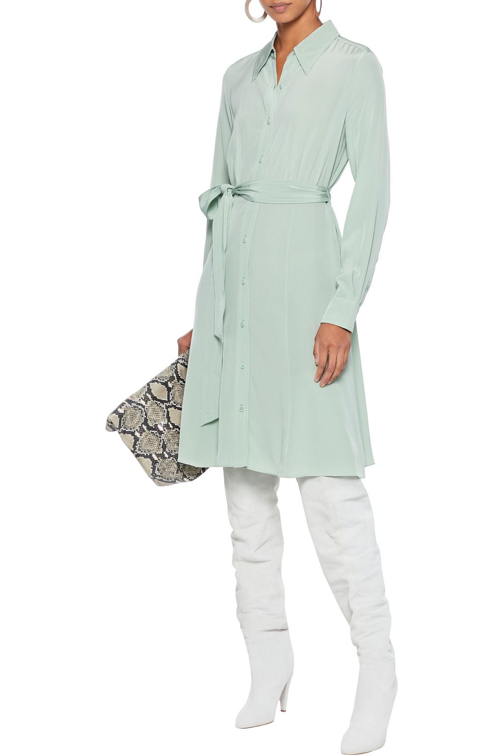 DIANE VON FURSTENBERG Dory belted silk crepe de chine shirt dress