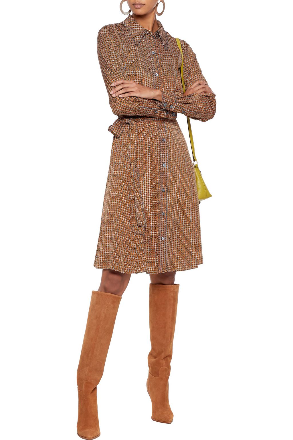 DIANE VON FURSTENBERG Dory belted stretch-silk crepe de chine shirt dress