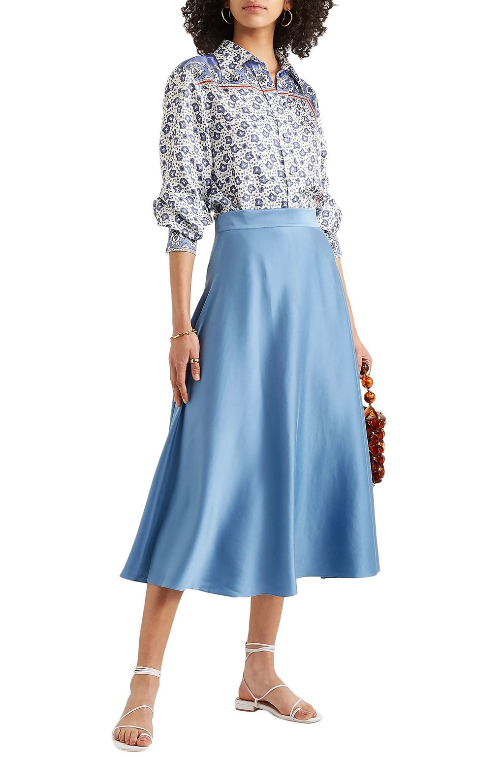 AROSSGIRL X SOLER Alex silk-satin midi skirt