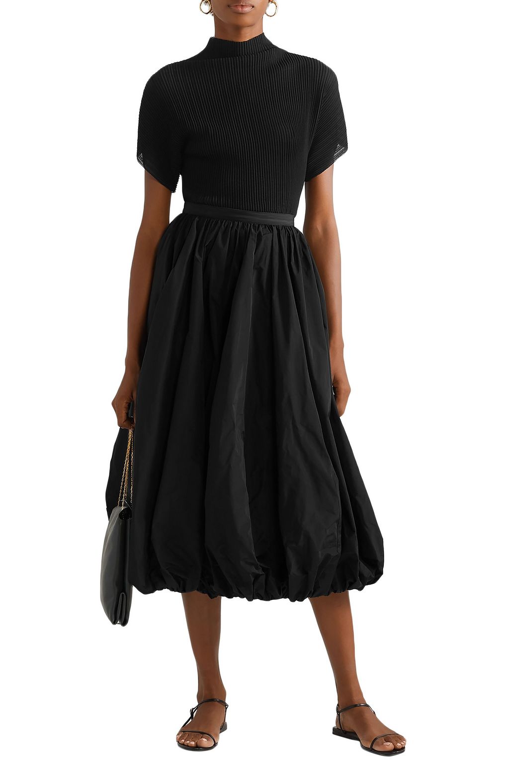 Alec Tiered Crinkled Taffeta Midi Skirt