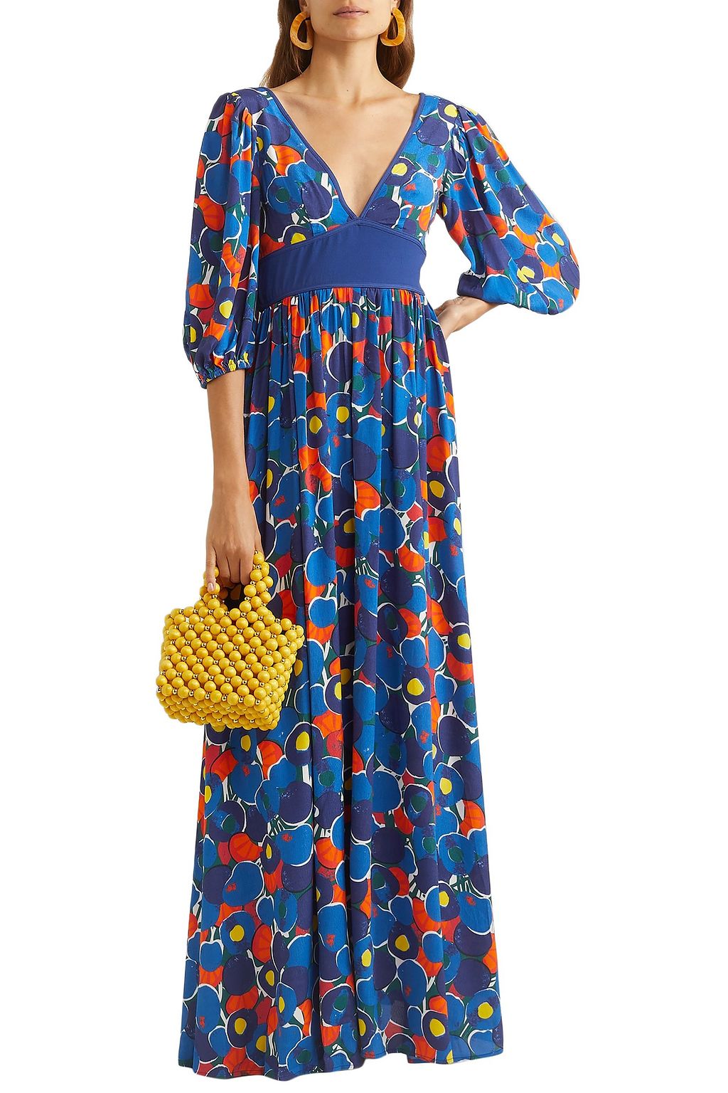 STAUD Affogato printed crepe de chine maxi dress