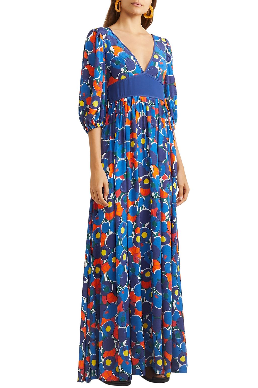 STAUD Affogato printed crepe de chine maxi dress