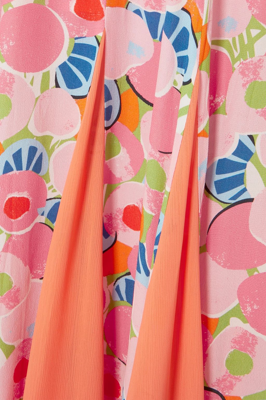 STAUD Baya pleated printed crepe de chine and chiffon maxi dress