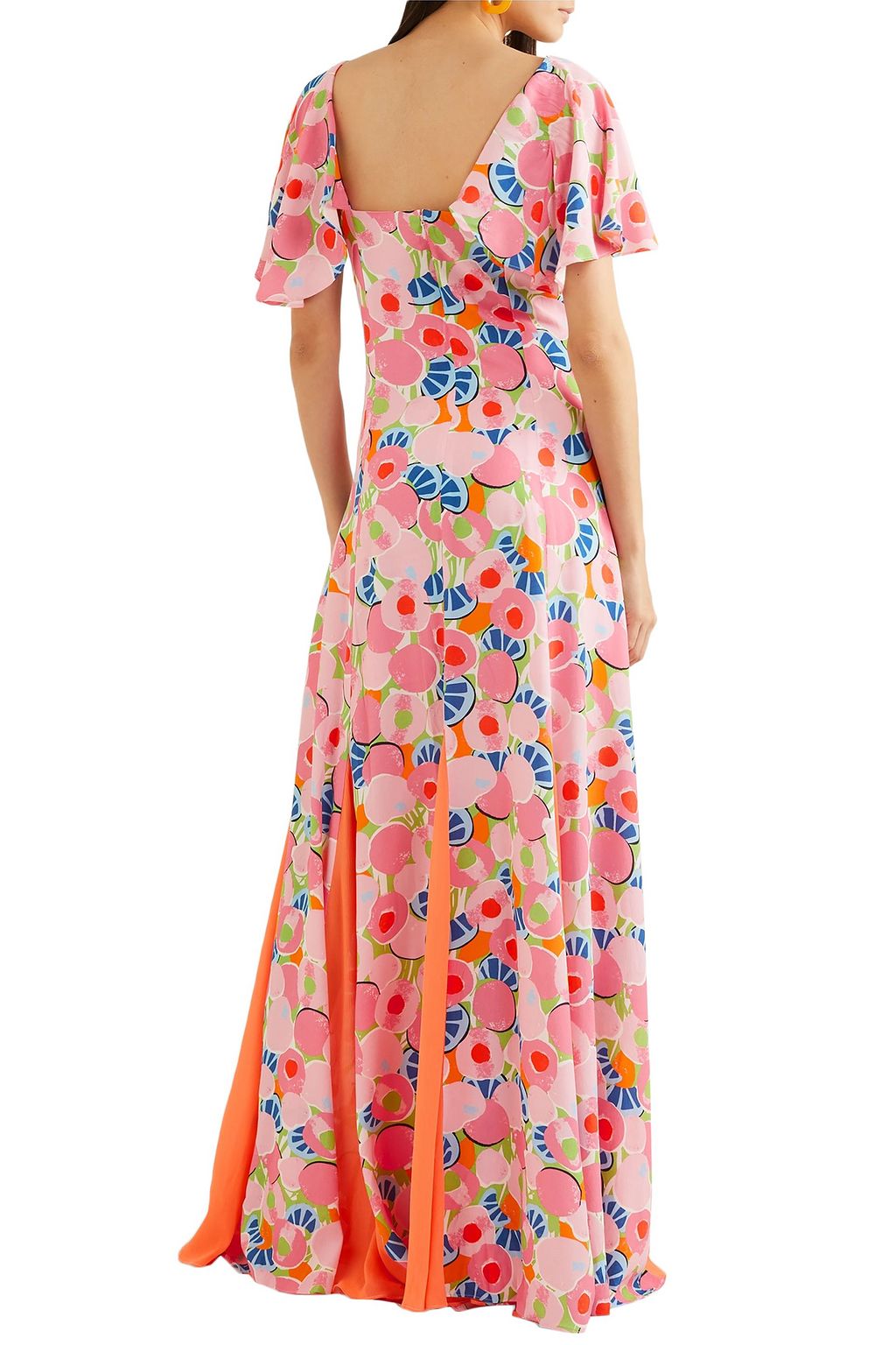 STAUD Baya pleated printed crepe de chine and chiffon maxi dress