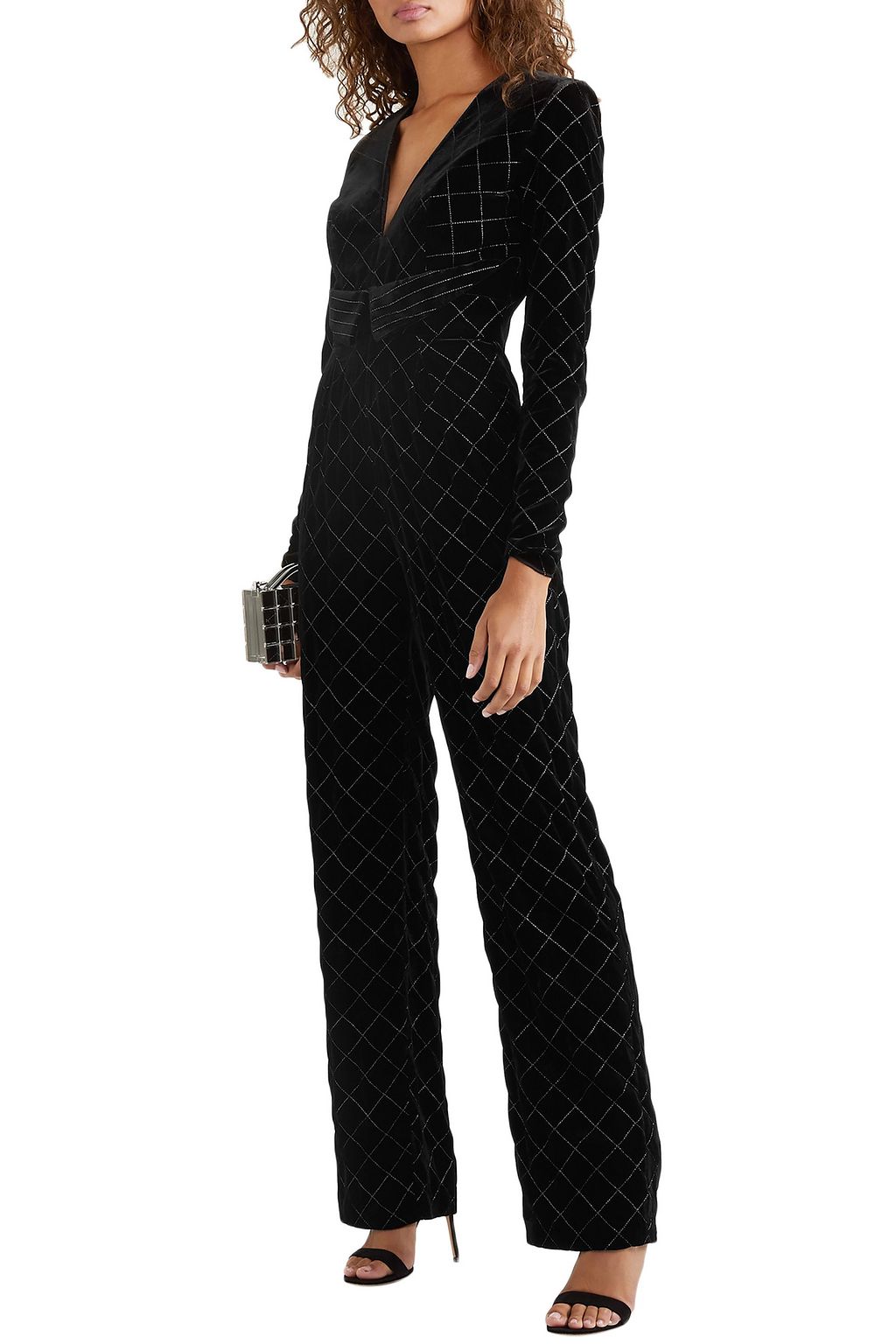 RAQUEL DINIZ Lisa metallic embroidered velvet jumpsuit