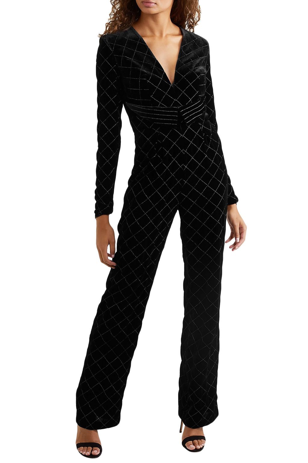 RAQUEL DINIZ Lisa metallic embroidered velvet jumpsuit