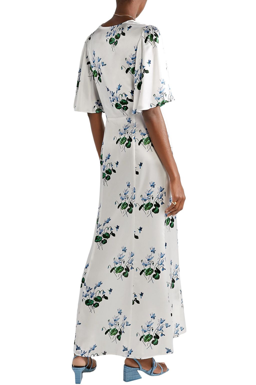 LES RÊVERIES Tie-front floral-print silk-satin maxi dress
