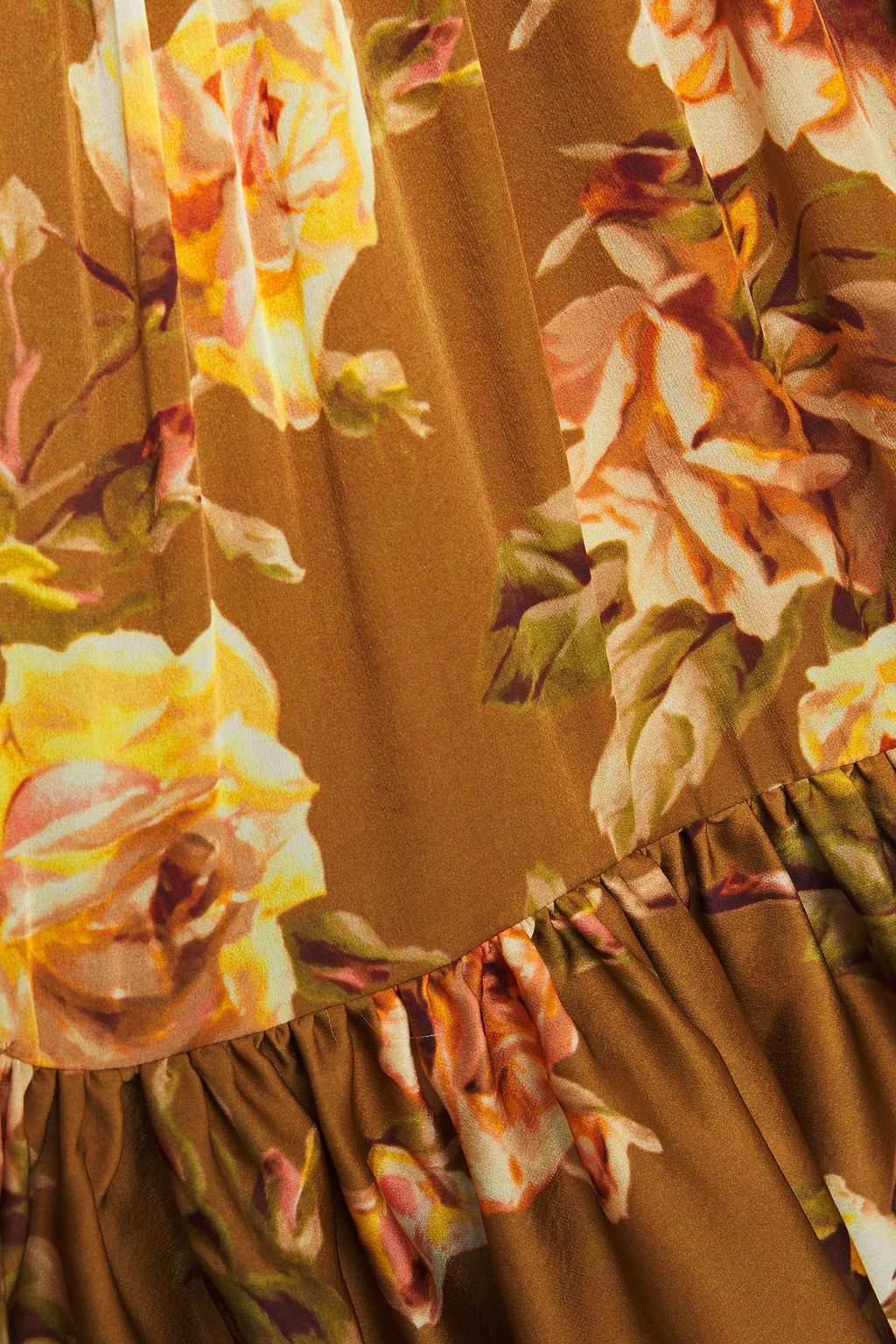 ZIMMERMANN Resistance bow-detailed ruched floral-print silk-satin mini dress