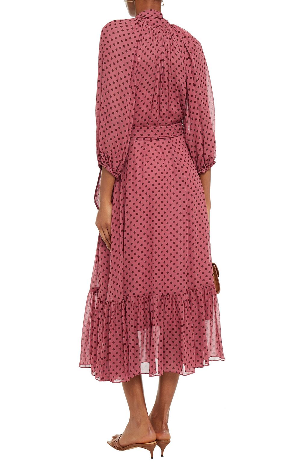 ZIMMERMANN Pussy-bow polka-dot georgette midi dress