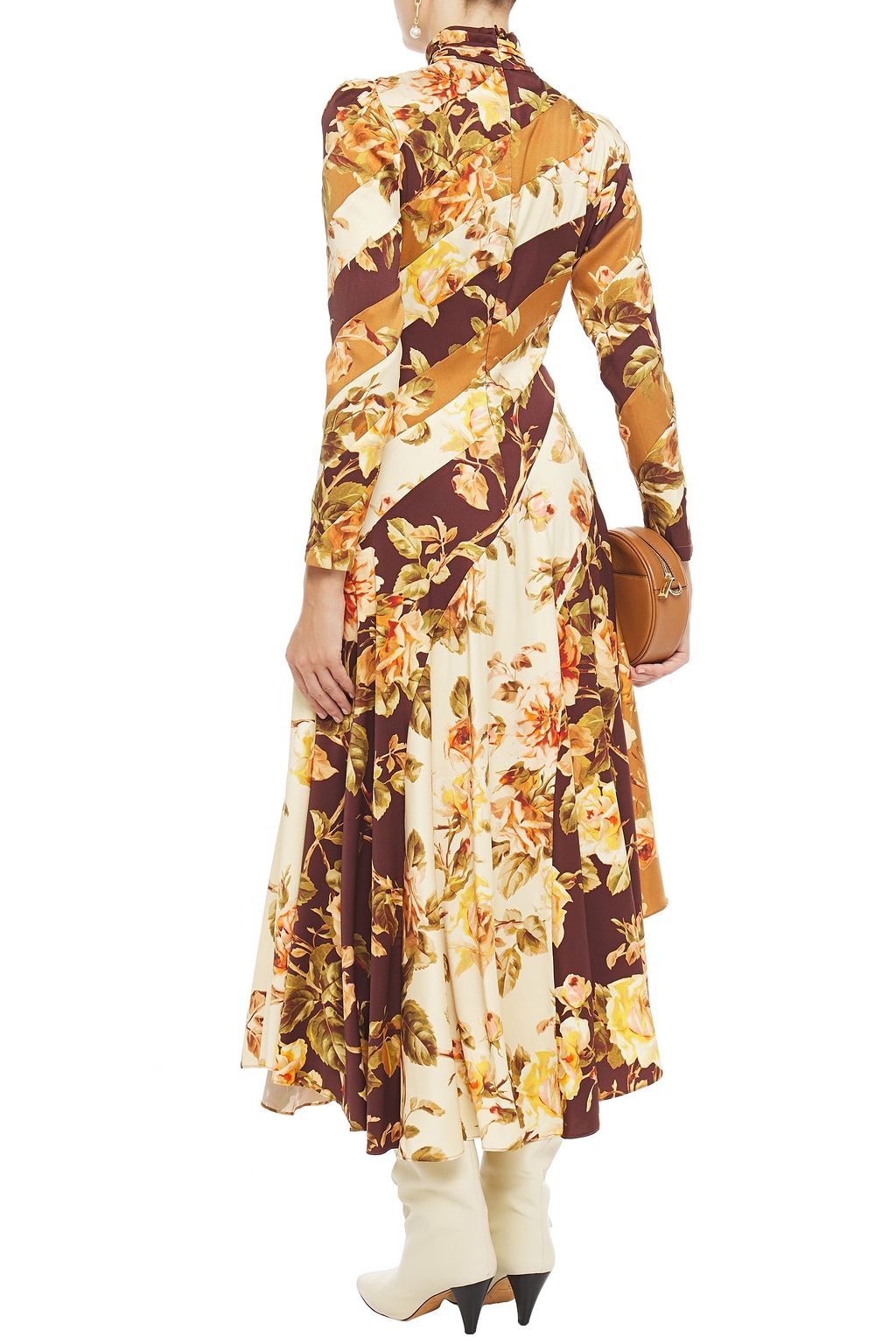 ZIMMERMANN Resistance Spliced floral-print stretch-silk twill turtleneck midi dress