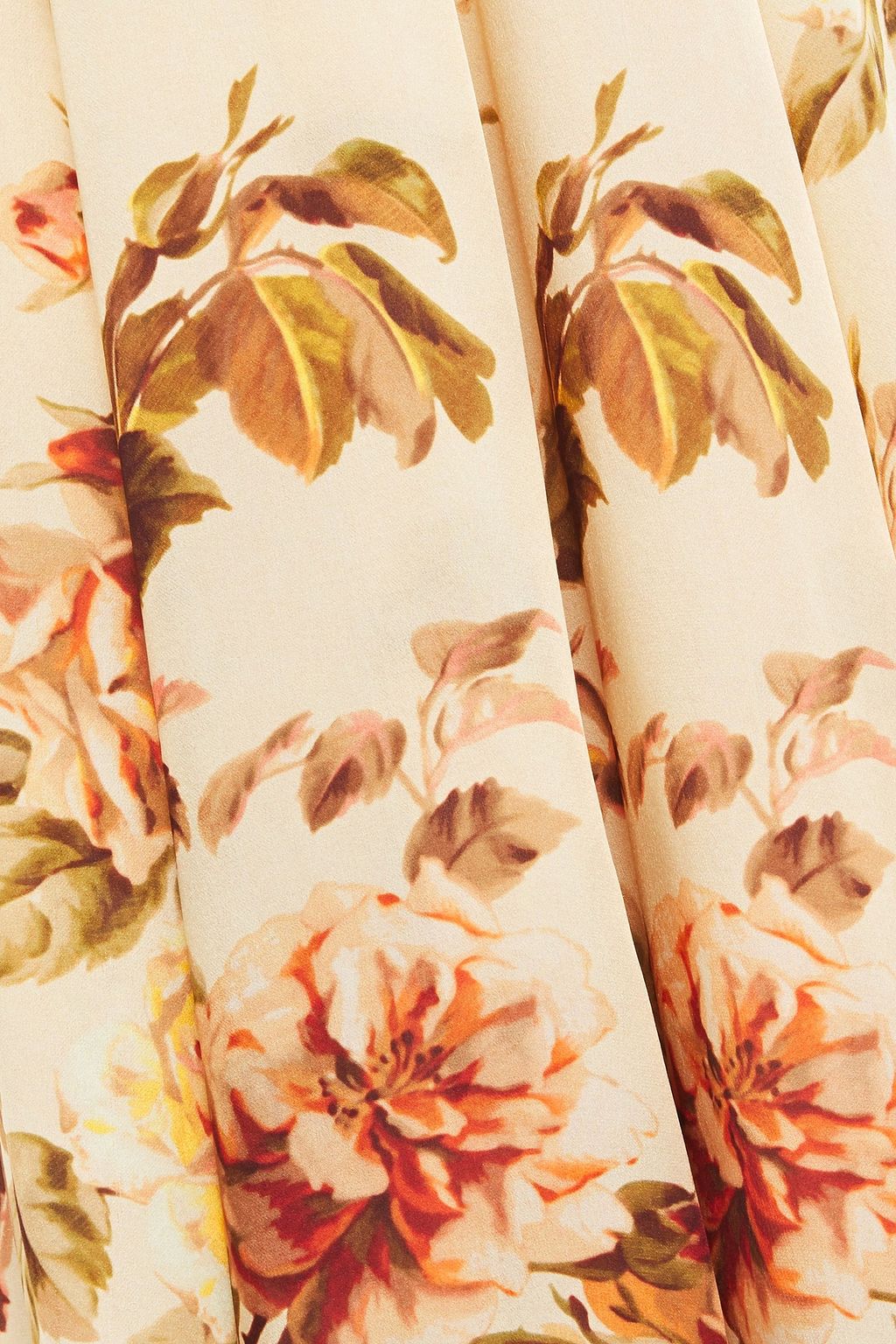 ZIMMERMANN Bow-embellished ruched floral-print silk-satin gown
