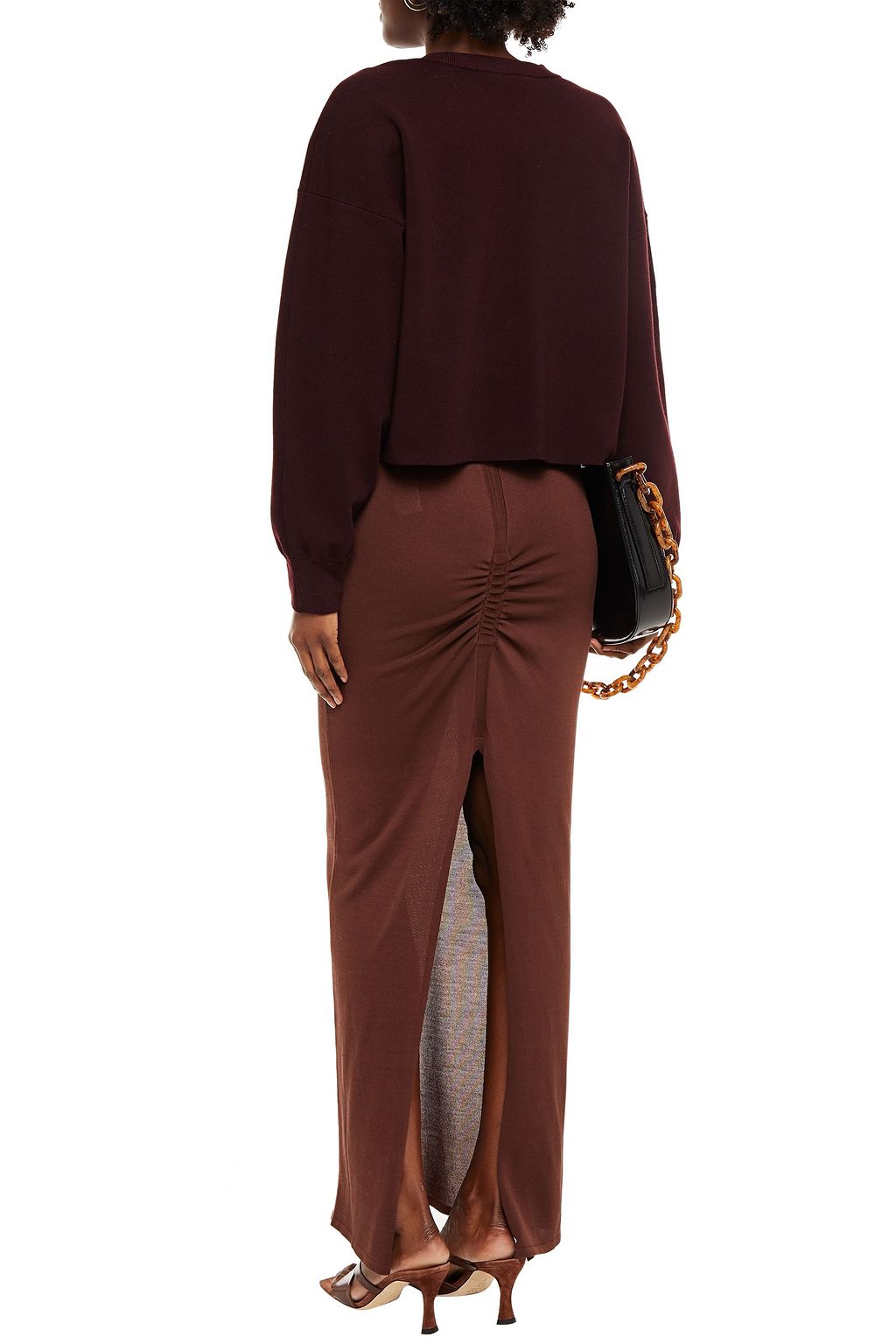 RICK OWENS Pillar gathered silk-blend maxi skirt