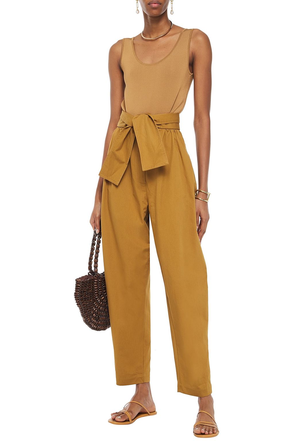 ZIMMERMANN Belted cotton-twill tapered pants