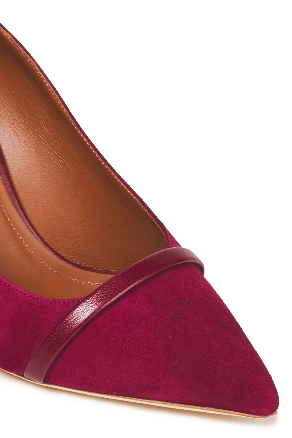 MALONE SOULIERS Maybelle leather-trimmed suede pumps