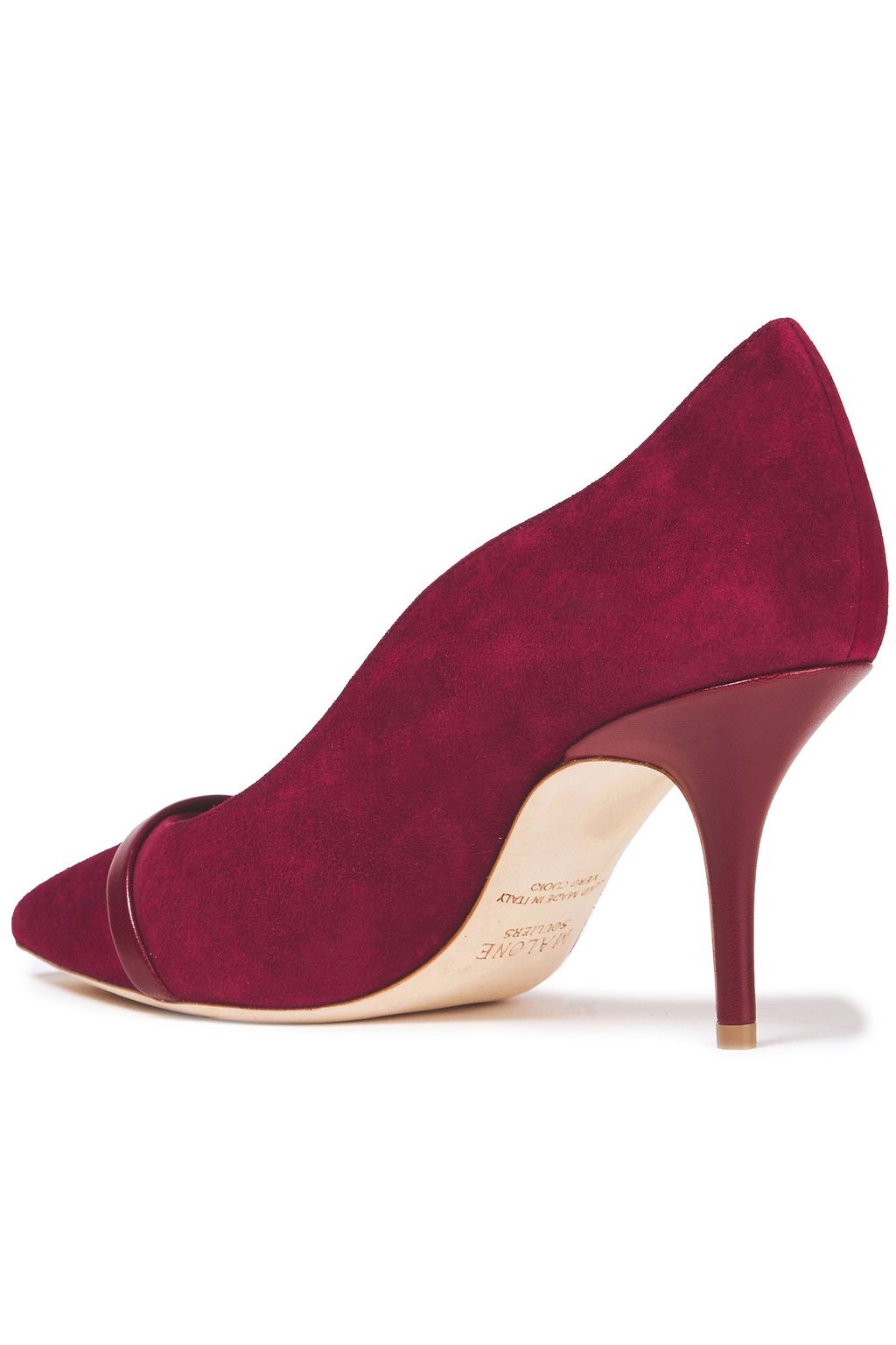 MALONE SOULIERS Maybelle leather-trimmed suede pumps