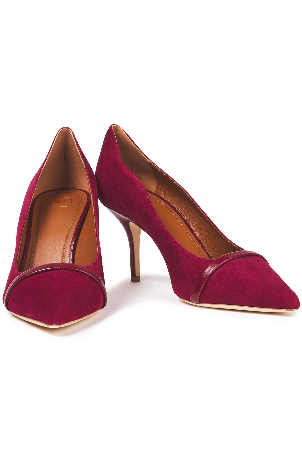 MALONE SOULIERS Maybelle leather-trimmed suede pumps