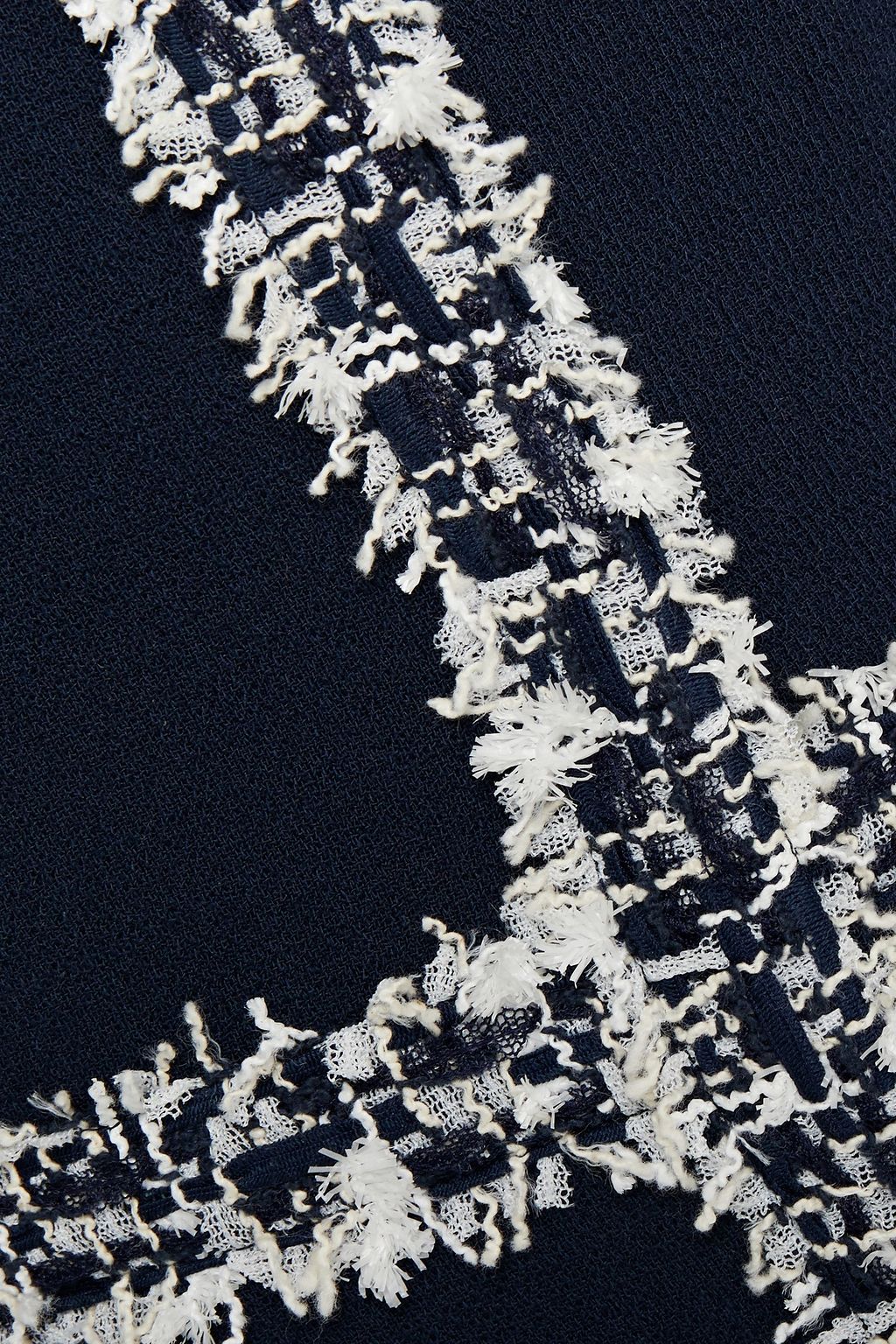 OSCAR DE LA RENTA Frayed tweed and wool-blend crepe jacket