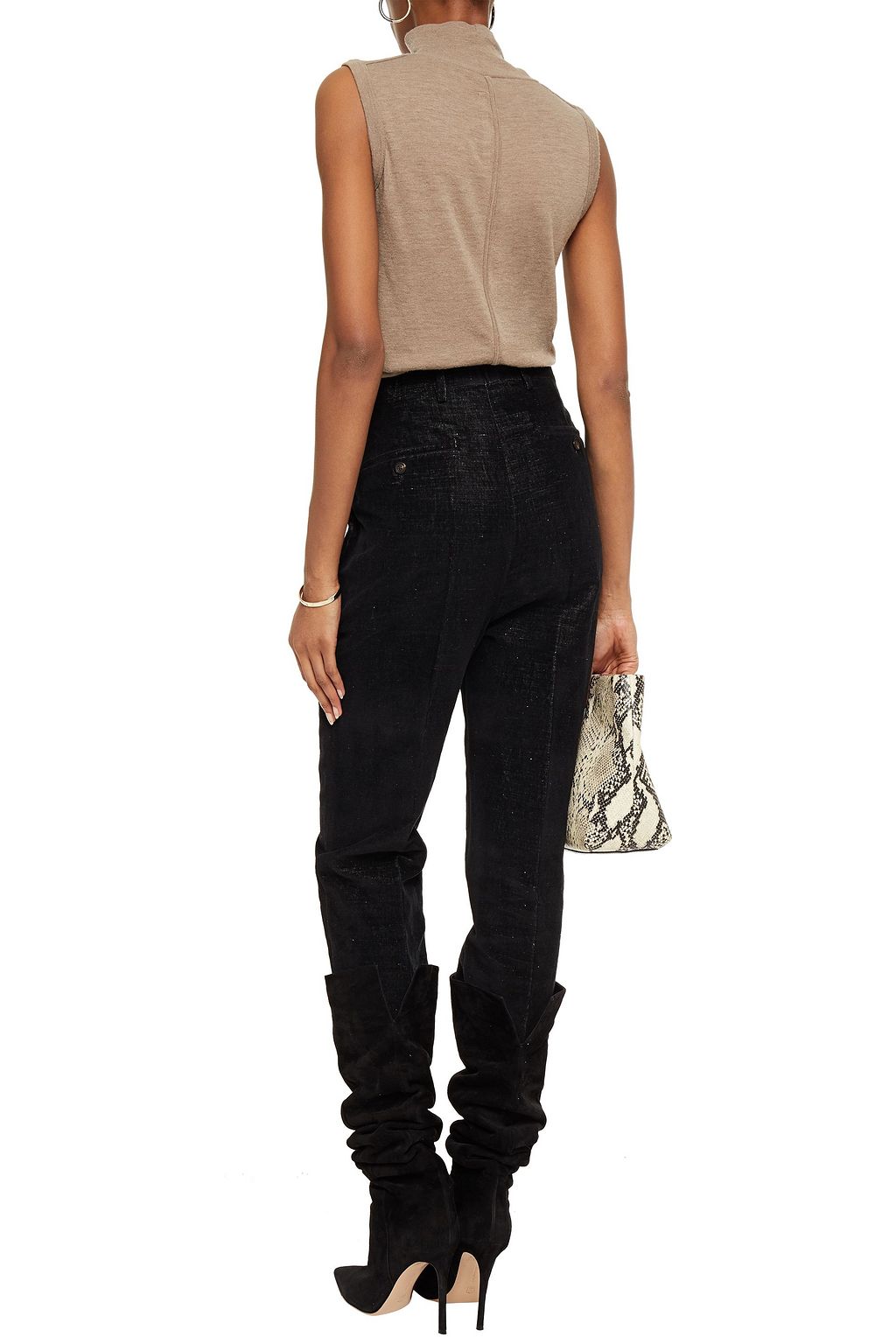 RICK OWENS Cropped velvet tapered pants