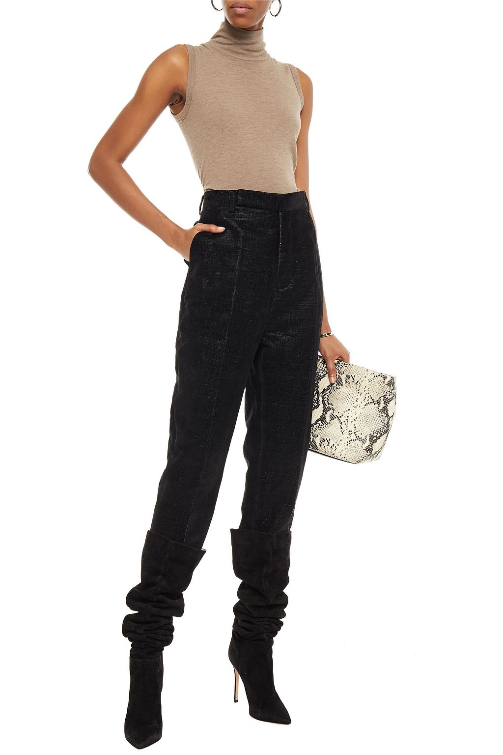 RICK OWENS Cropped velvet tapered pants