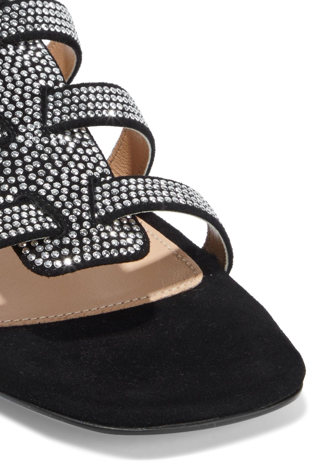 SERGIO ROSSI Demetra 15 crystal-embellished suede mules