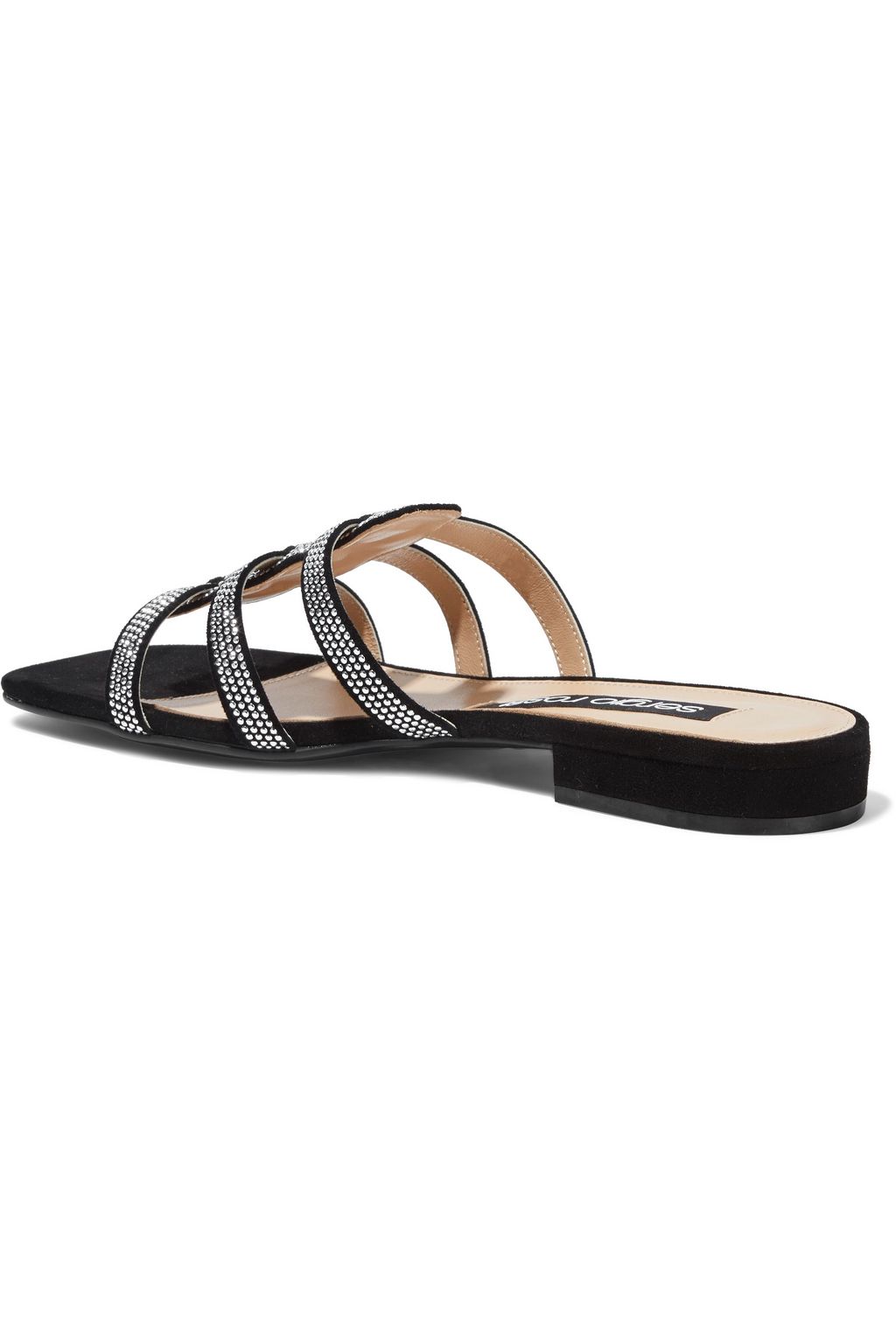 SERGIO ROSSI Demetra 15 crystal-embellished suede mules
