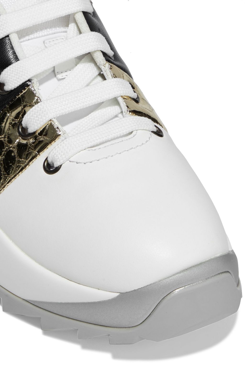 SERGIO ROSSI Sergio Extreme elaphe-trimmed smooth and croc-effect leather sneakers