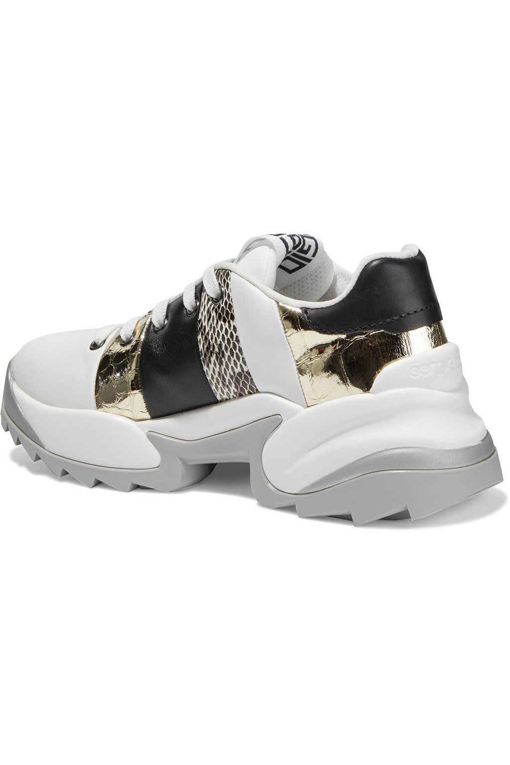 SERGIO ROSSI Sergio Extreme elaphe-trimmed smooth and croc-effect leather sneakers
