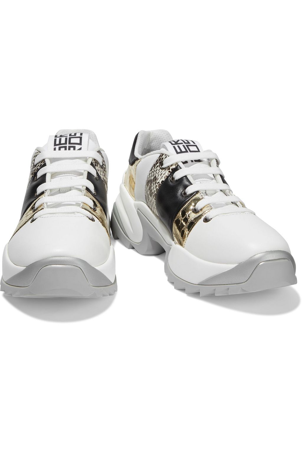 SERGIO ROSSI Sergio Extreme elaphe-trimmed smooth and croc-effect leather sneakers