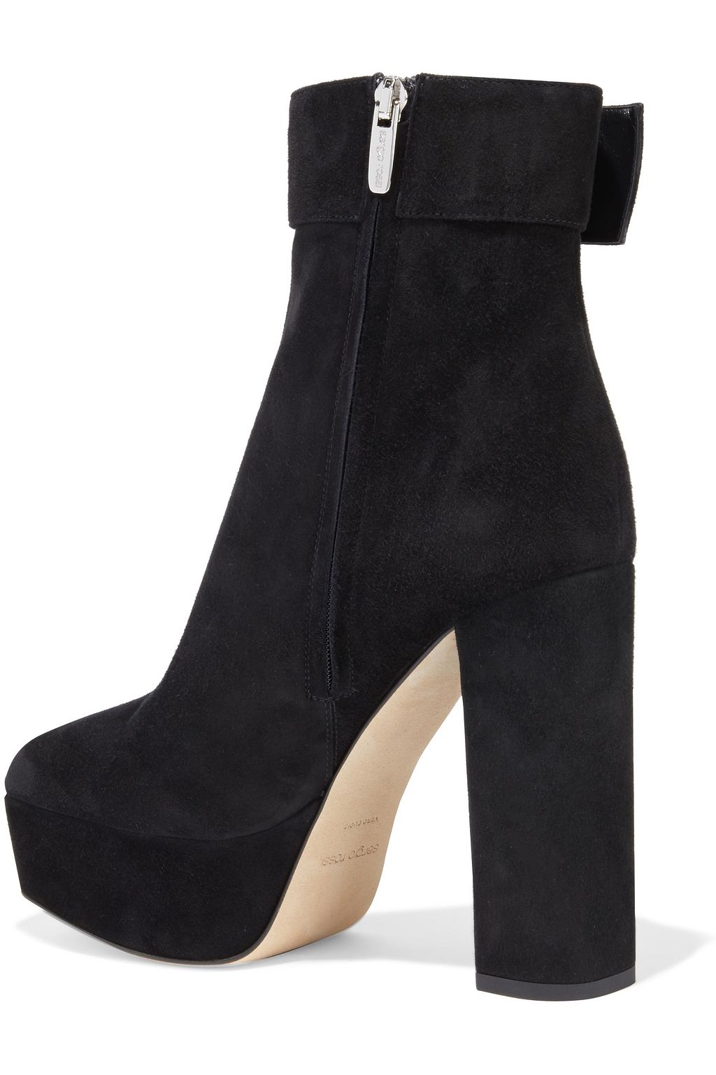 SERGIO ROSSI Mia 85 buckled suede platform ankle boots