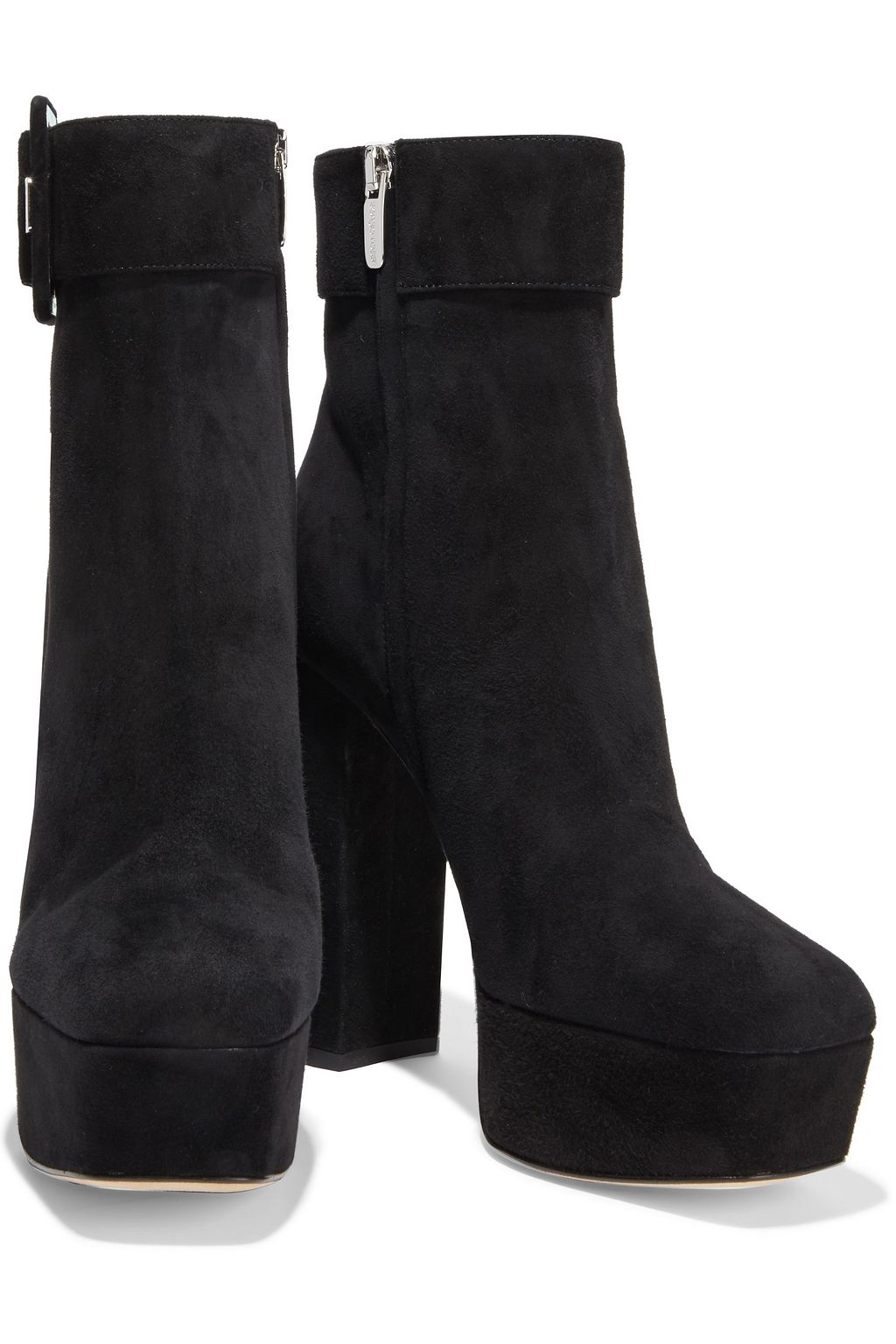 SERGIO ROSSI Mia 85 buckled suede platform ankle boots