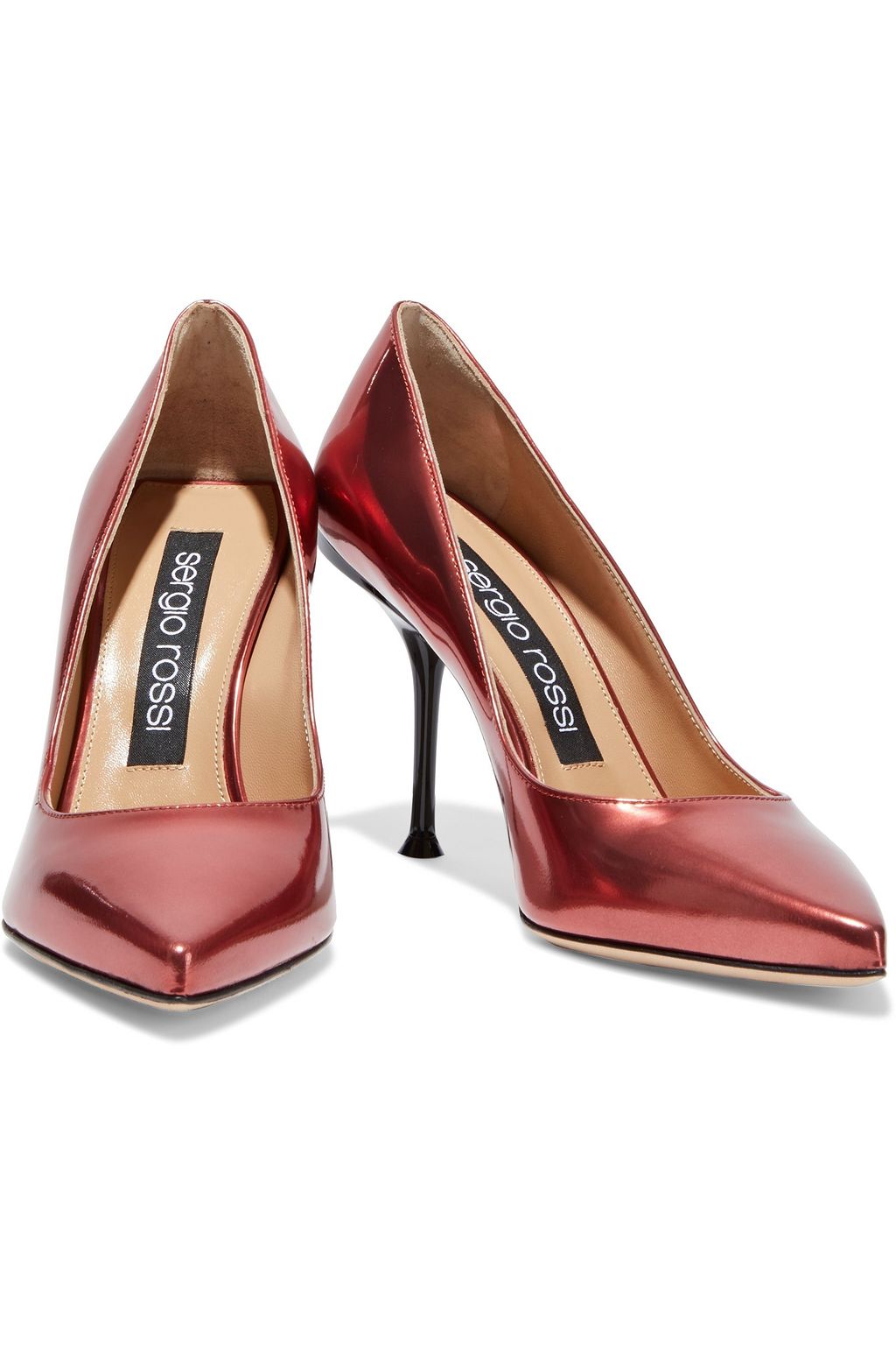 SERGIO ROSSI Milano 90 metallic patent-leather pumps