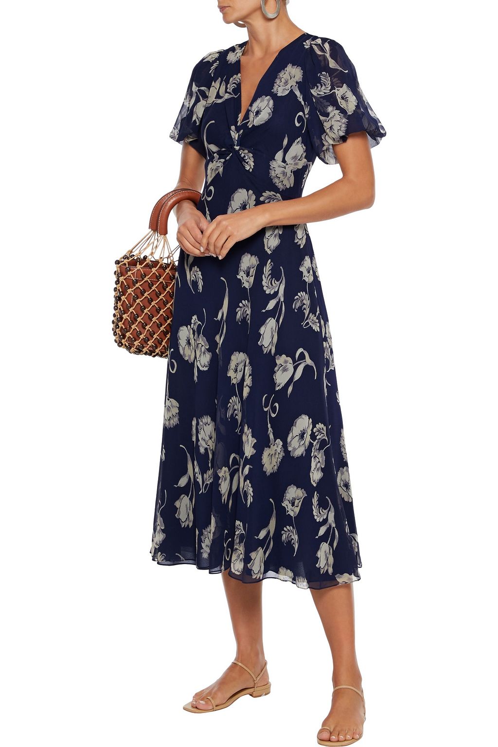 DIANE VON FURSTENBERG Leilah twist-front floral-print silk-chiffon midi dress