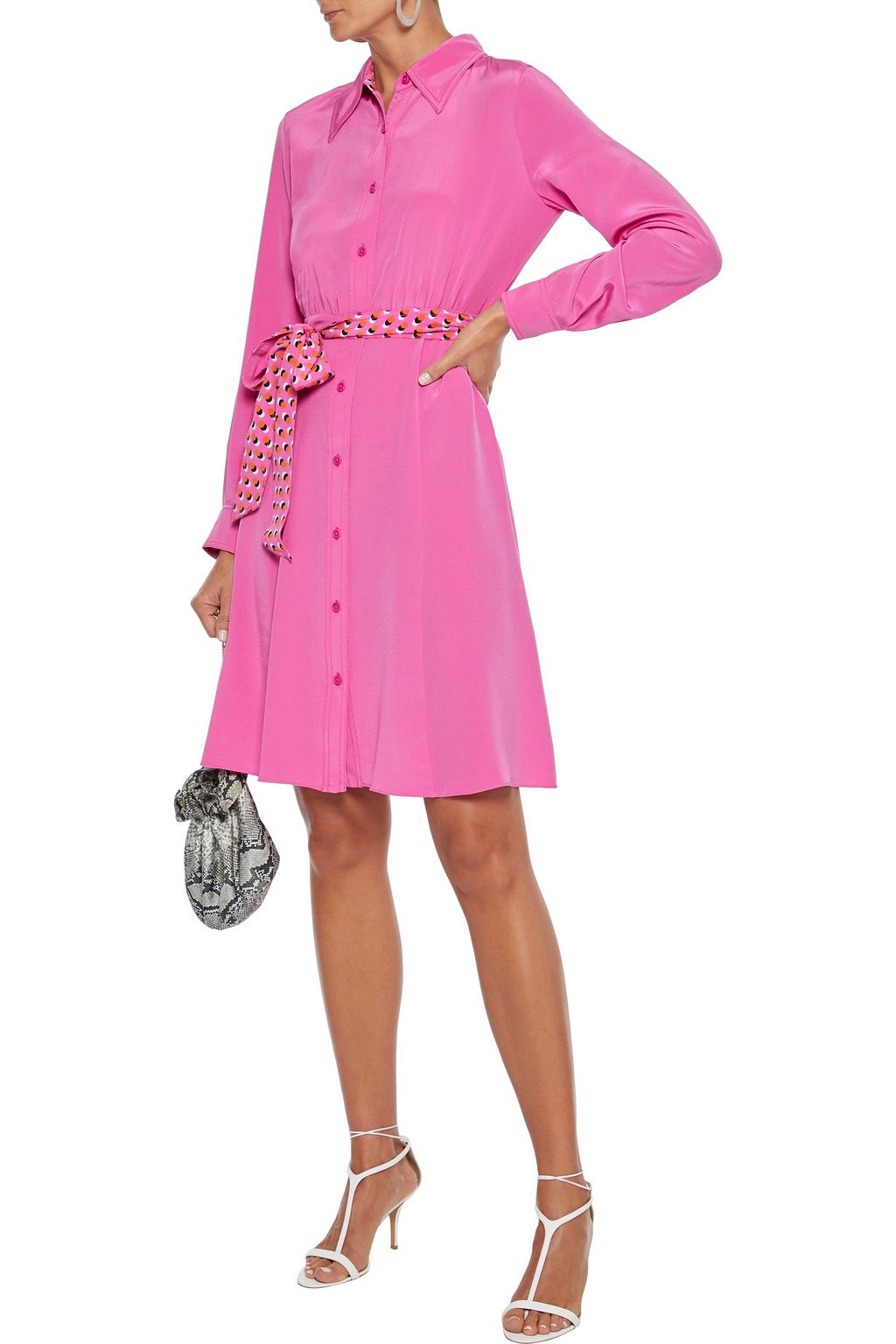 DIANE VON FURSTENBERG Dory belted silk crepe de chine shirt dress