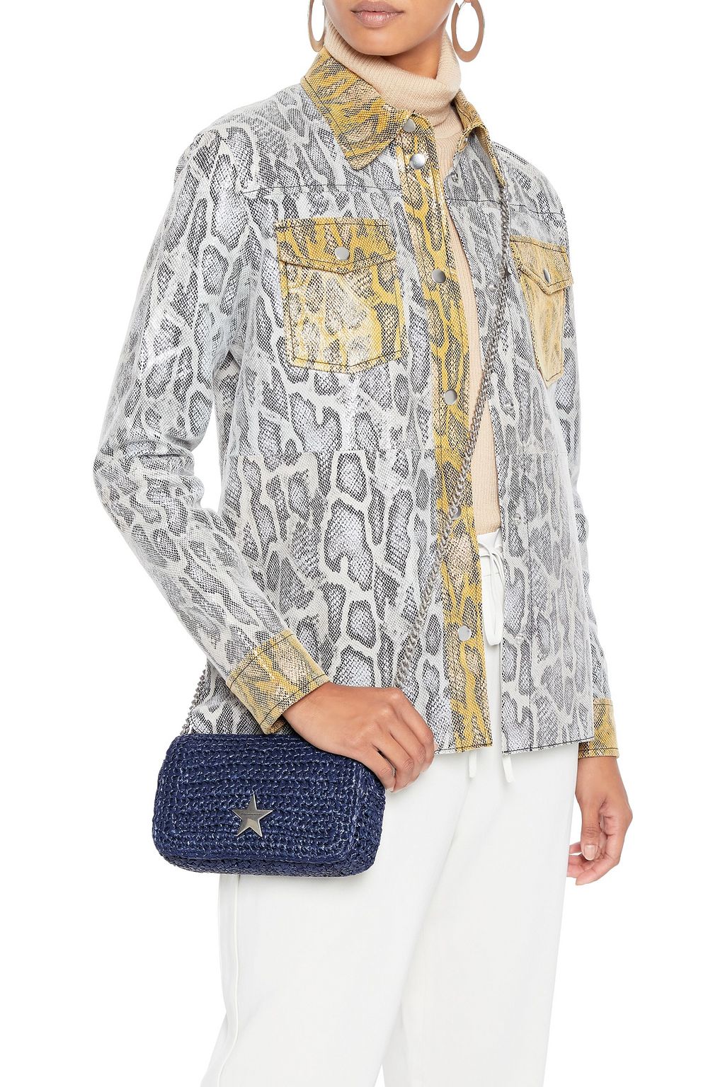 STELLA MCCARTNEY Stella Star faux raffia shoulder bag