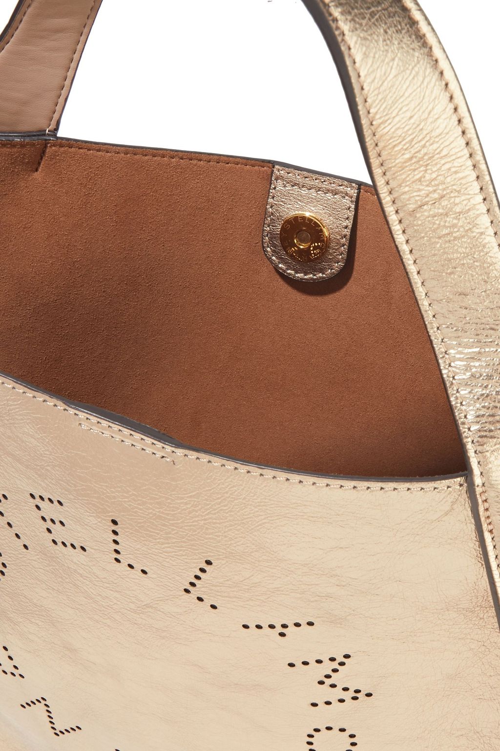 STELLA MCCARTNEY Perforated metallic cracked faux leather tote