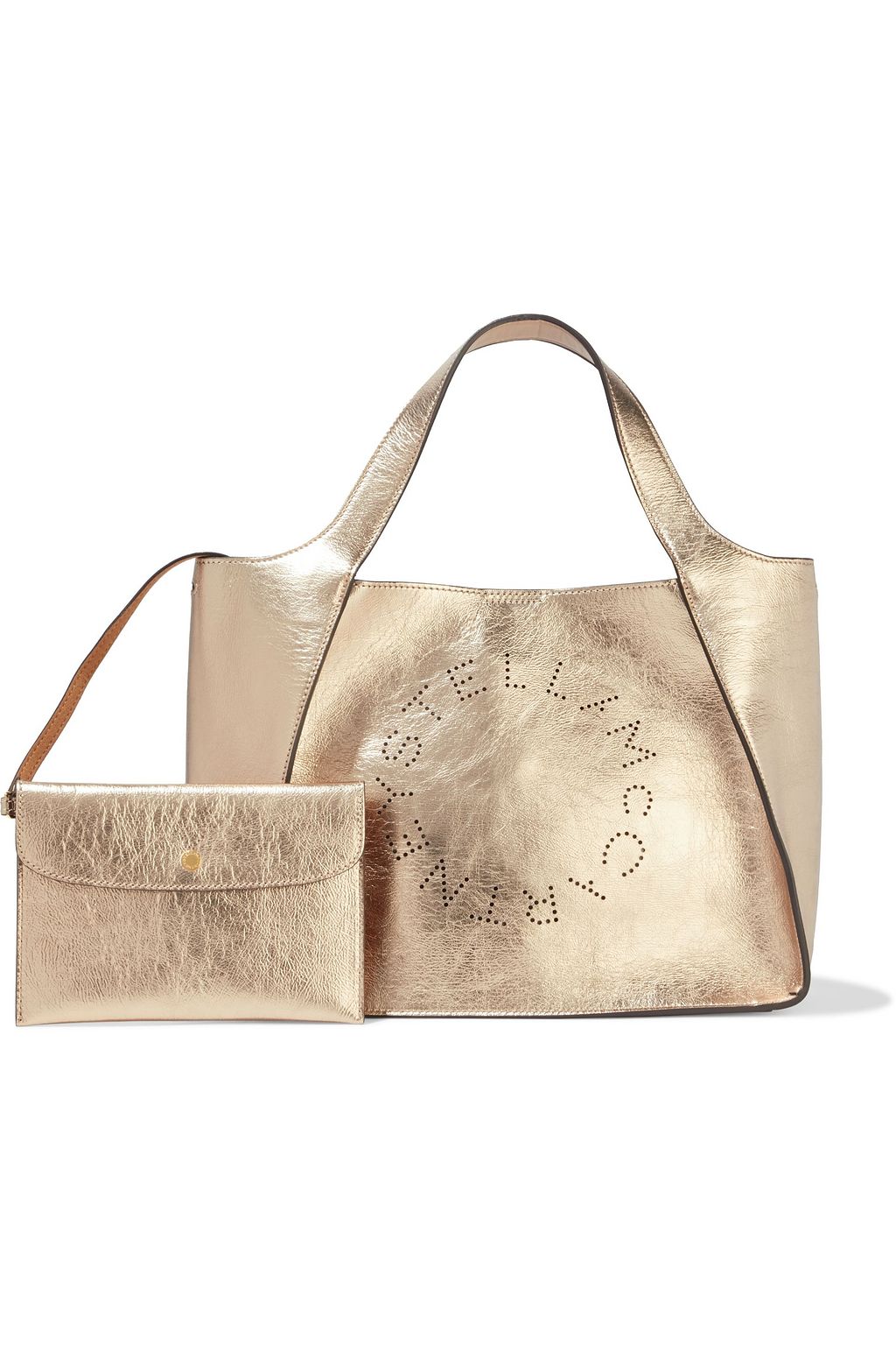 STELLA MCCARTNEY Perforated metallic cracked faux leather tote