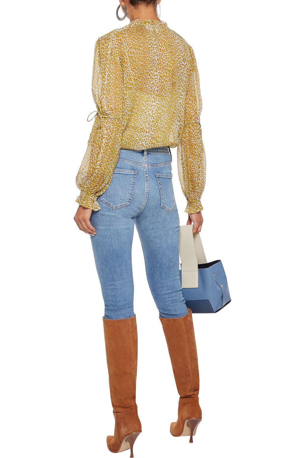 DIANE VON FURSTENBERG Tayla pintucked leopard-print silk-chiffon blouse