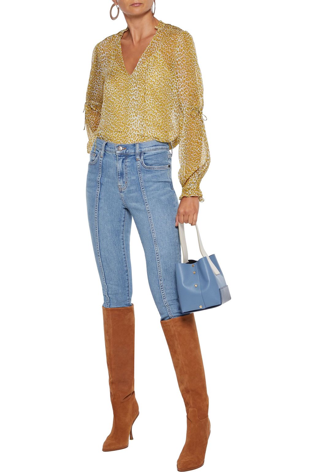 DIANE VON FURSTENBERG Tayla pintucked leopard-print silk-chiffon blouse